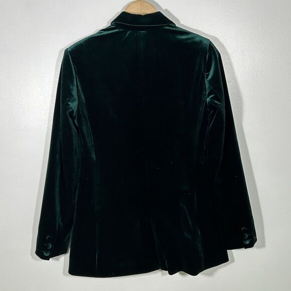 Blank Nyc Velvet Blazer Size XS Dark Green Jacket Double Breasted Pockets - Picture 6 of 6